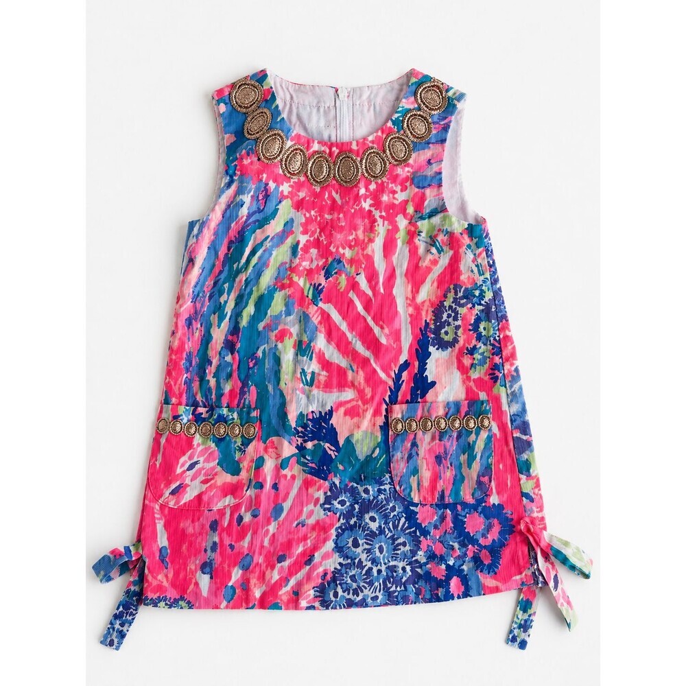Lilly Pulitzer Shift Dress Gypset Paradise Print Size Little Girls 2 Tropical